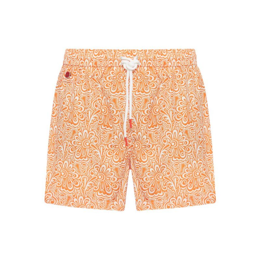 Kiton Men Swimsuit In Technical Fabric With All-Over Floral Pattern